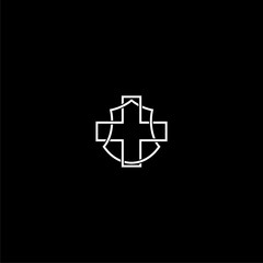 Medical shield icon isolated on dark background