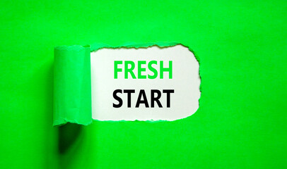 Fresh start and motivational symbol. Concept words Fresh start on beautiful white paper. Beautiful...