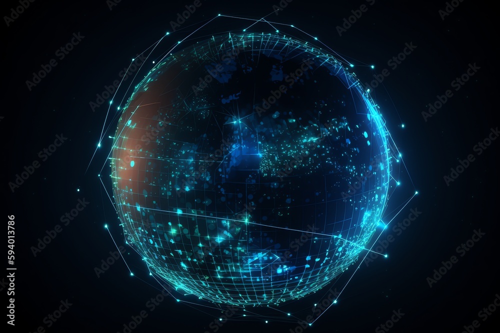 Wall mural futuristic global network background for satellite internet connection and business intelligence tec