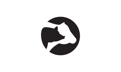 cow pig farm logo vector icon illustration. simple modern design style