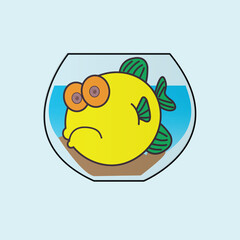 Big fish which does not fit any more in its bowl