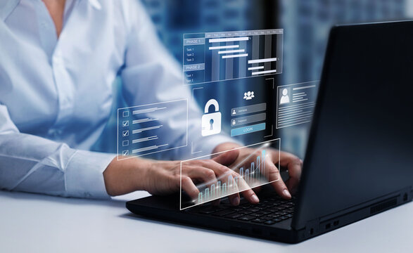 Cyber, personal data and information security. Internet and networking security system concept.