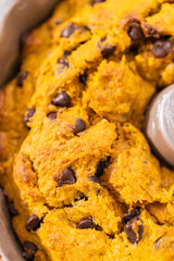Chocolate pumpkin bundt cake with toffee glaze
