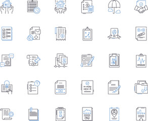 Fototapeta premium assurance line icons collection. Trust, Reliability, Confidence, Guaranty, Certitude, Security, Peace vector and linear illustration. Assurance,Sureness,Safety outline signs set