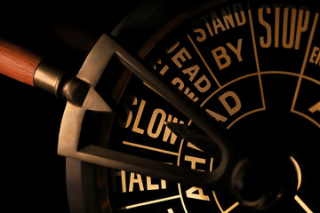 engine order telegraph in slow ahead position