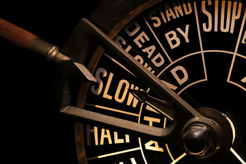 engine order telegraph in slow ahead position