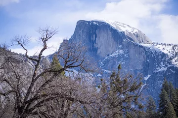 Crédence de cuisine en verre imprimé Half Dome Half Dome in Yosemite with a winters snow