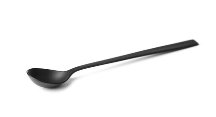 Black spoon on white isolated