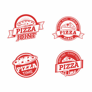 set of logo pizza vector icon