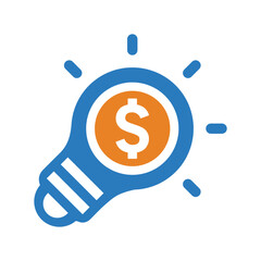 Bulb, dollar, business icon. Editable vector logo.