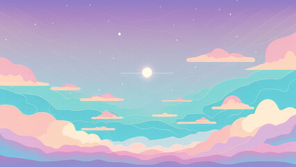 Fototapeta na wymiar Pastel color of sky background. Illustration graphic design generative ai. Anime cartoon style 