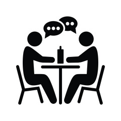 Business, conversation, man icon. Black vector graphics.