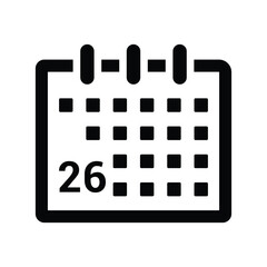 Calendar, day, event icon. Black vector graphics.