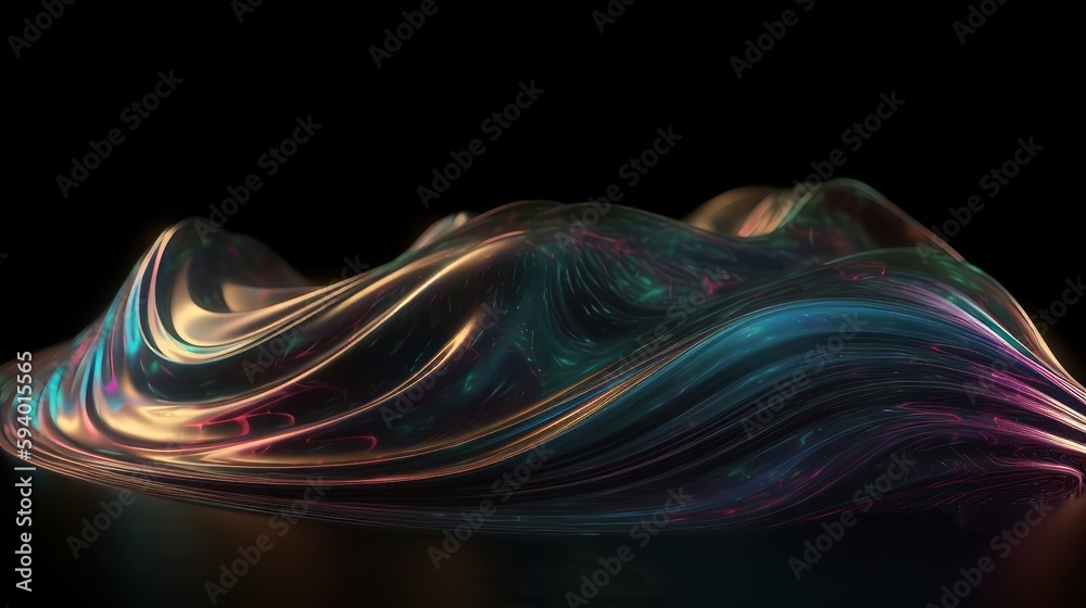 Poster A stunning abstract background with glowing neon lines that represent data transfer. This scientific digital wallpaper is perfect for illustrating the concept of neurolink. Generative ai