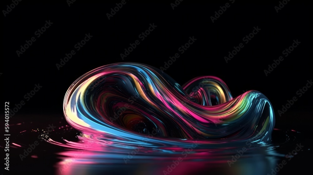 Poster A stunning abstract background with glowing neon lines that represent data transfer. This scientific digital wallpaper is perfect for illustrating the concept of neurolink. Generative ai