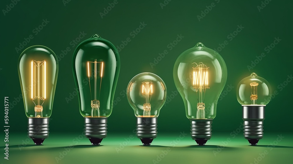 Aufkleber light bulb lamps on a colour background. generative ai