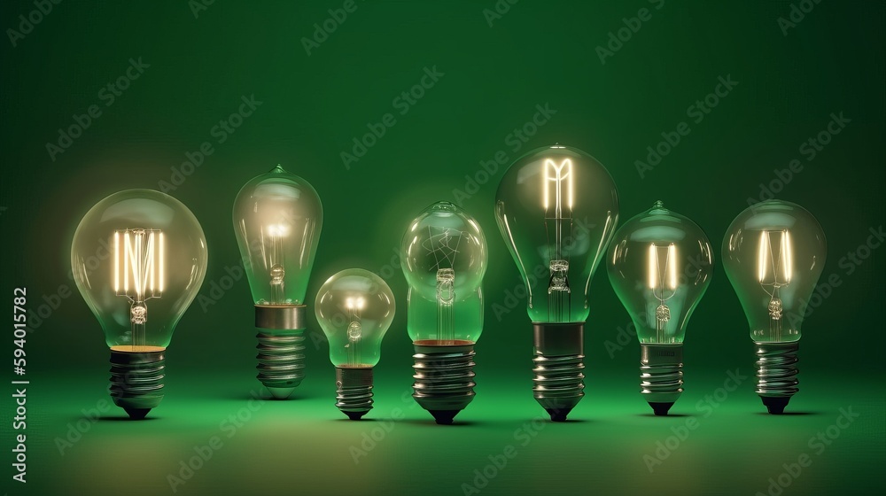 Aufkleber light bulb lamps on a colour background. generative ai