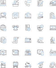 Collective effort line icons collection. Cooperation, Collaboration, Teamwork, Unity, Synergy, Morale, Trust vector and linear illustration. Support,Empowerment,Coordination outline signs set