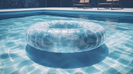 Blue Ring float in swimming pool. Generative ai