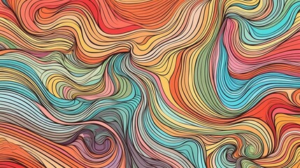 Obraz premium An abstract painting with colorful wavy lines. Generative AI