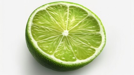 Cut fresh ripe lime isolated. Generative ai