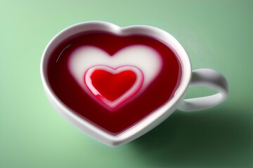 heart shaped fruit tea in white cup - generative ai
