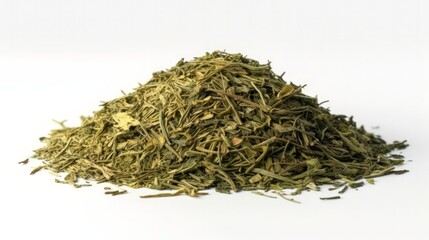 A pile of dried rubbed thyme isolated on white. Generative ai