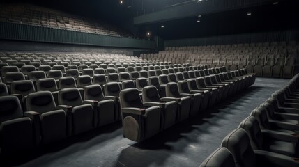 Fototapeta premium Rows of empty seats in a cinema or theatre Generative ai