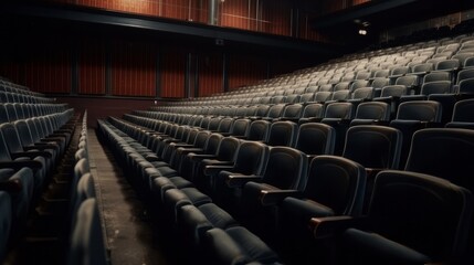 Fototapeta premium Rows of empty seats in a cinema or theatre Generative ai