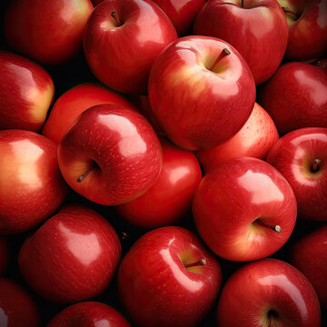 A background of red apples creates a stunning and dynamic image. The rich red color of the apples is accented by the varying shades and textures of each individual fruit. 