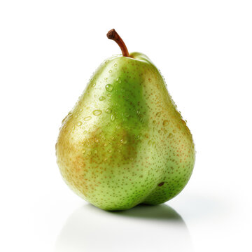 A stunningly cinematic shot of a  Pear . The  Pear look juicy and delectable, perfectly illuminated by accent lighting against a pure white background. 