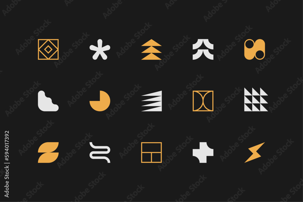 Poster symbols set. abstract and basic shapes. geometric forms. minimalist icons. flat vector concept. mode