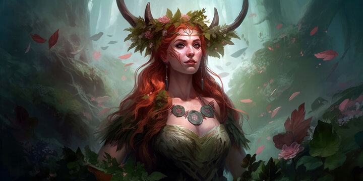 fantasy firbolg druid, dnd character concept, generative ai