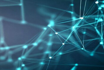 Fototapeta premium In summary, the description is about an illustration of global network connections represented by a wireframe background with points and lines forming an abstract connection structure. The image featu