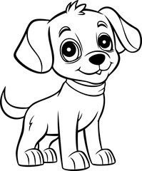 A delightful black and white puppy vector, perfect for engaging kids in creative coloring activities.