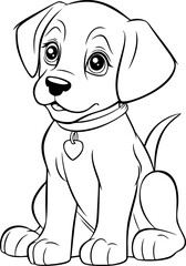 A captivating black and white puppy illustration, great for children's coloring books and creative activities.
