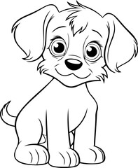 Fototapeta premium Engaging black and white puppy cartoon vector, designed for children's coloring books and imaginative projects.