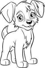 A captivating black and white puppy illustration, great for children's coloring books and creative activities.