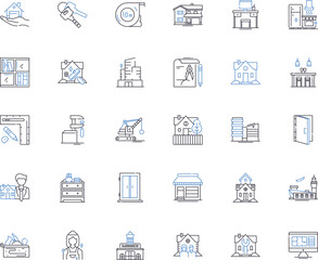 Homely line icons collection. Cozy, Comfortable, Inviting, Warm, Relaxing, Familiar, Welcoming vector and linear illustration. Homey,Domestic,Nesting outline signs set