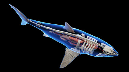Fototapeta na wymiar 3d illustration of a great white shark's internal organs