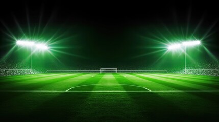 Soccer field with bright lights. Generative AI