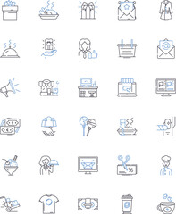 Boutique line icons collection. Chic, Trendy, Fashionable, Unique, Luxurious, Stylish, Exclusive vector and linear illustration. Upscale,Modern,Elegant outline signs set