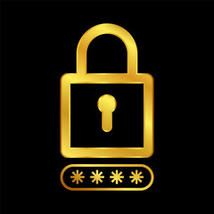 padlock icon in gold colored