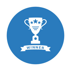 Champion, cup, win icon. Blue color design.