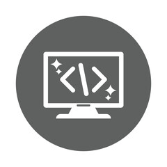 Clean, coding, code icon. Gray vector graphics.