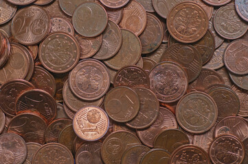 Coins of different countries as a background, closeup of photo