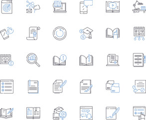 Knowledge instruments line icons collection. Analysis, Calculation, Comprehension, Data, Detection, Diagnosis, Discovery vector and linear illustration. Education,Experimentation,Insight outline signs