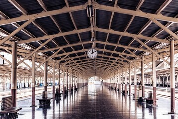 Beautiful view of a platform at the Bangkok central train station in Thailand during daytime