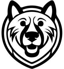 Black and white mascot logo of dog head, vector illustration, 