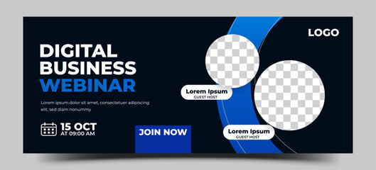 Business webinar horizontal banner template design